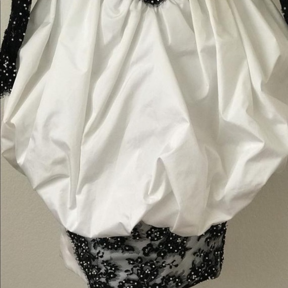 VICTORIAN BLACK AND WHITE MIDI VINTAGE PEPLUM CRYSTAL WEDDING DRESS - Picture 9 of 9